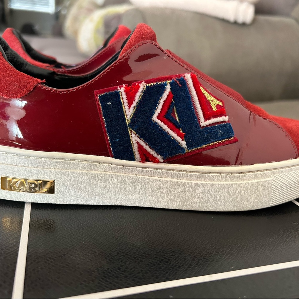 Karl Lagerfeld Red Sneakers with KL Logo and White Sole